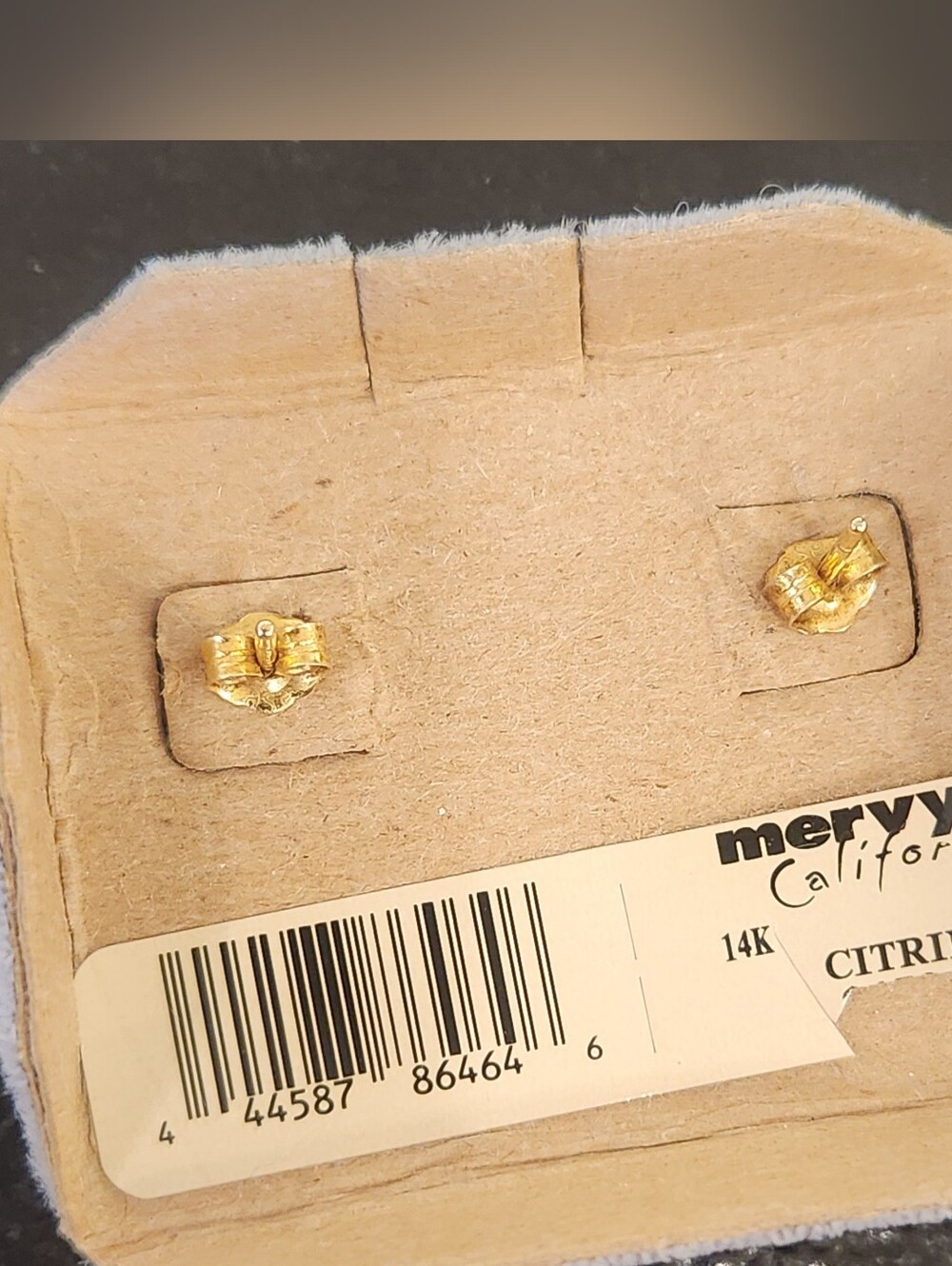 Vintage 14k Gold Triangular Citrine Stud Earrings - Picture 5 of 5